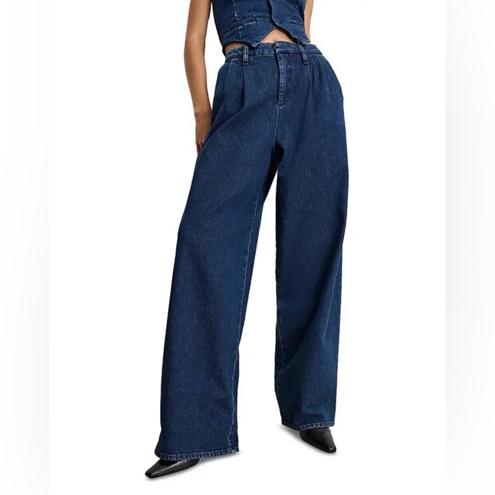 Good American Dark Blue Wide Leg Flare Jeans